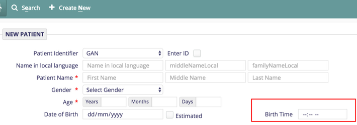 Birth time field on Registration Page